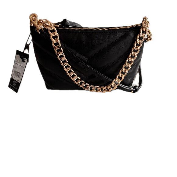 Rebecca Minkoff Edie Chain Chevron Black Leather Crossbody Shoulder Bag NWT $225 - Picture 2 of 9